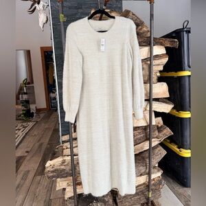 LOFT Cream Long Sleeve Dress
